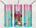 Cowboy Boots and Flowers Personalized 20 oz skinny Tumbler
