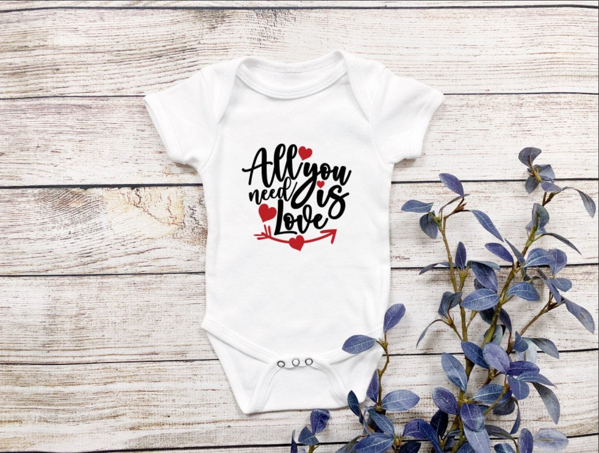 Valentine's Baby Onesie | All You Need Is Love Bodysuit | Baby Valentine Gift