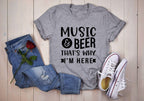 Music and Beer that's why I am here. We offer this as a dye sublimation on grey or DTF on all other colors. The Big Man Designs