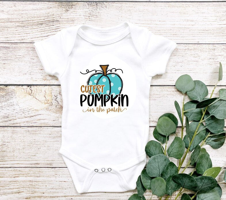 Cutest Pumpkin in the Patch Pumpkin Halloween Baby Bodysuit / Onesie