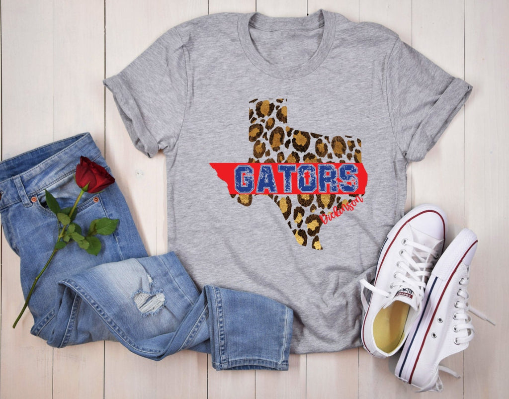 Gators Texas Animal Print T-Shirt | Show Your School Spirit! Customizable & Super Soft.
