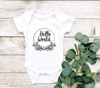 Hello World Baby Onesie® | Newborn Photo Outfit | Simple Baby Shower Gift | Birth Announcement Bodysuit