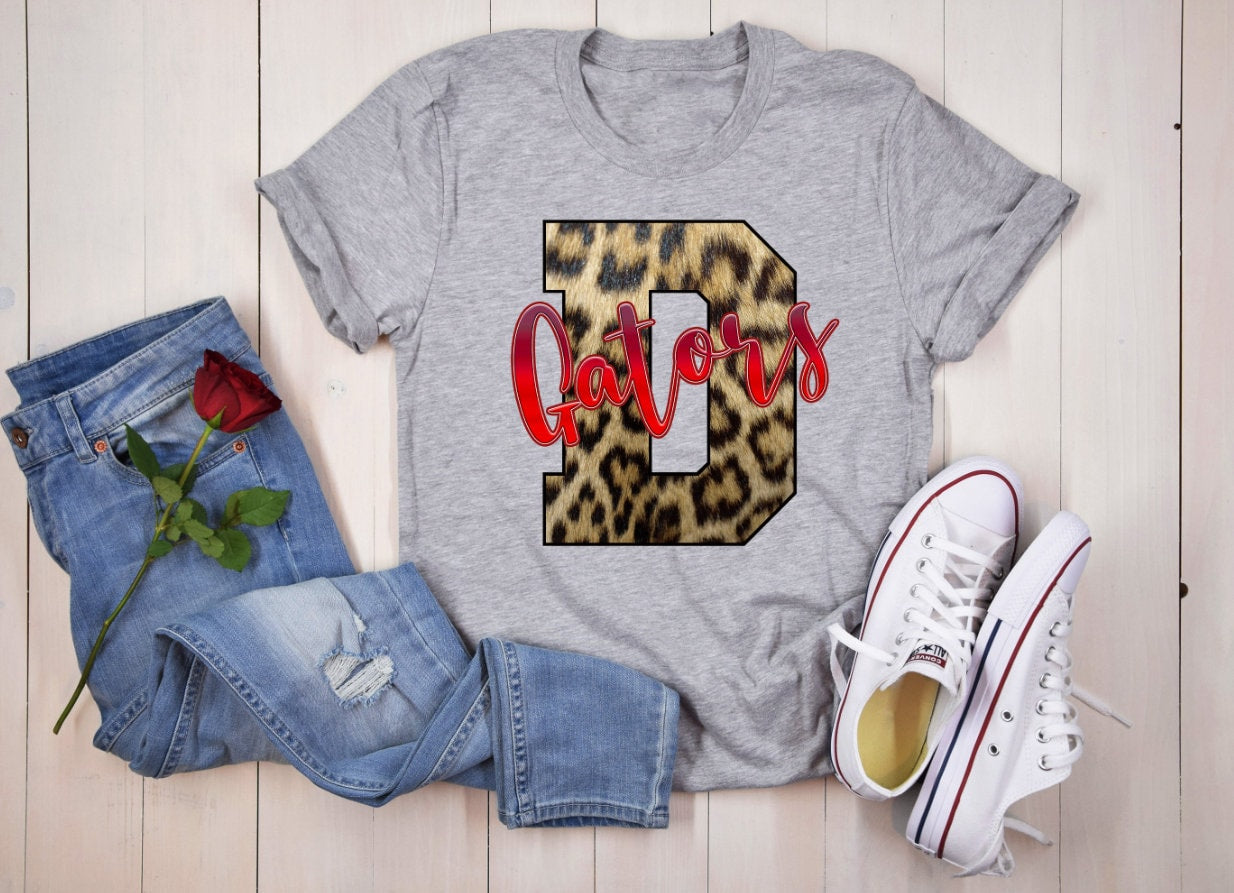 Dickinson Gators Leopard D Red T-Shirt