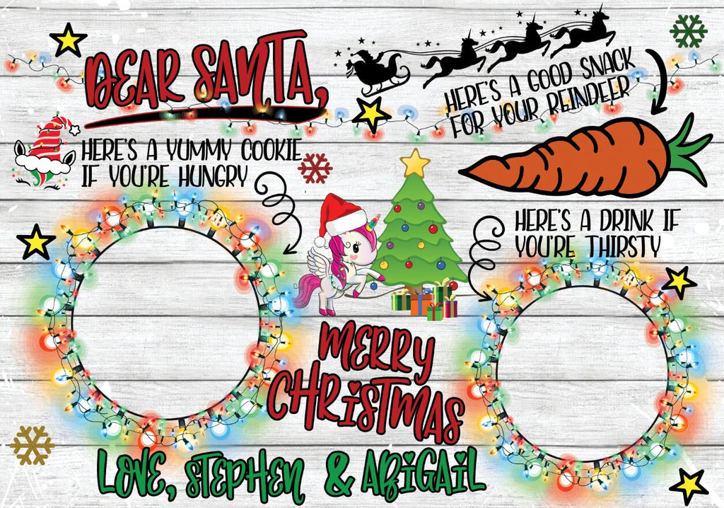 Dear Santa Unicorn Personalized Cookie Tray | Santa Cookie Plate | Glass Cutting Board | Cutting Boards | Cutting Board Personalized