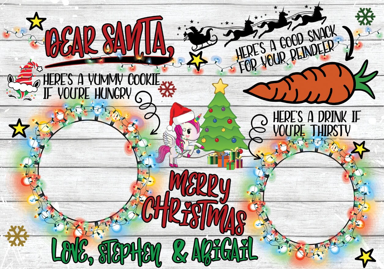 Dear Santa Unicorn Personalized Cookie Tray | Santa Cookie Plate | Glass Cutting Board | Cutting Boards | Cutting Board Personalized