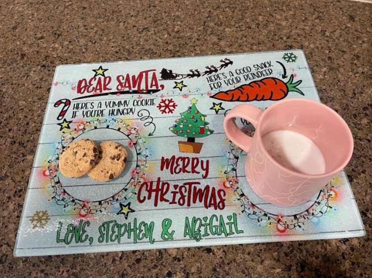 Ho Ho Ho Christmas Personalized Cookie Tray | Santa Cookie Plate | Glass Cutting Board | Cutting Boards | Cutting Board Personalized
