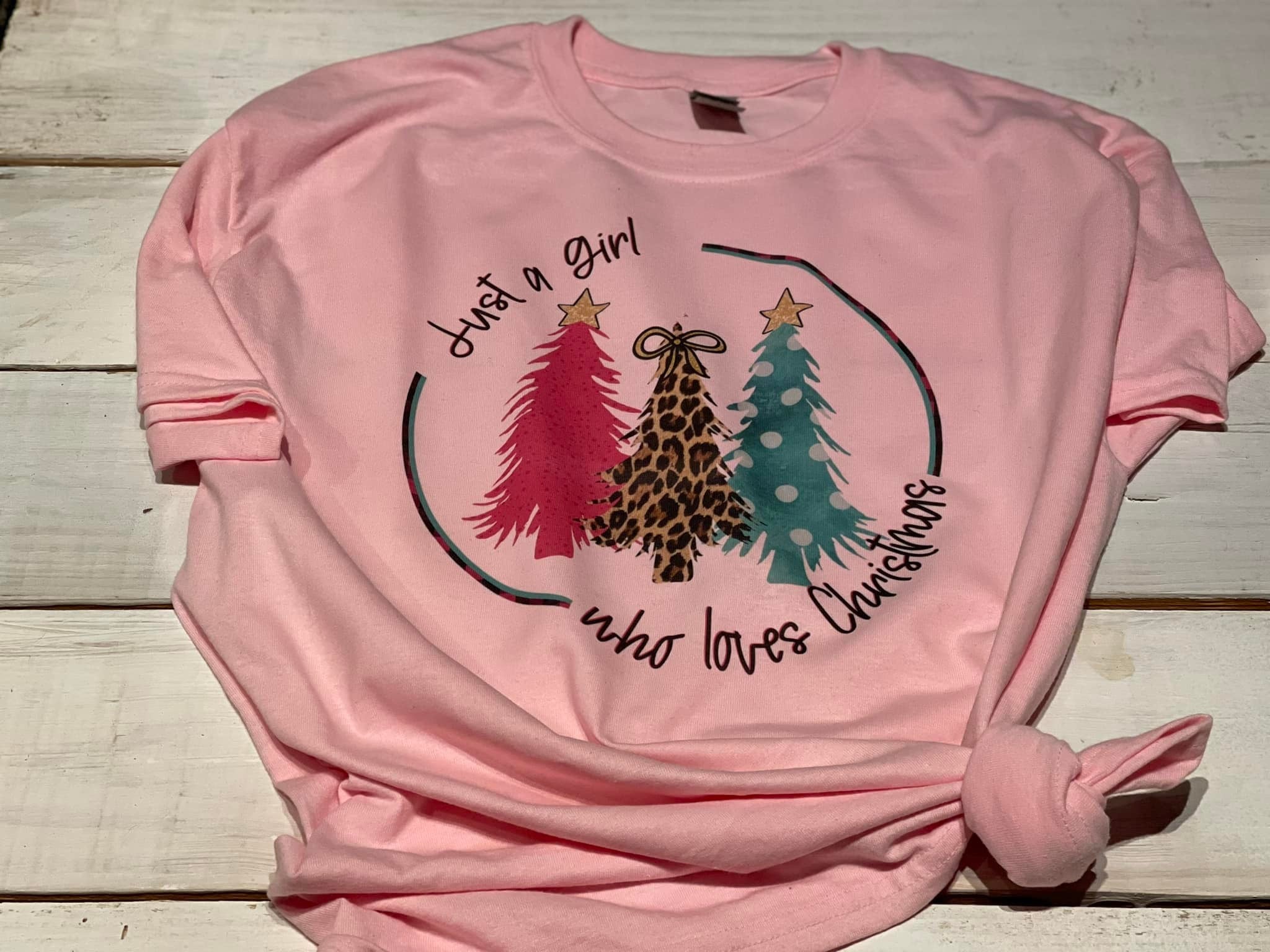 Leopard Christmas Trees T-Shirt, Just a Girl Who Loves Christmas