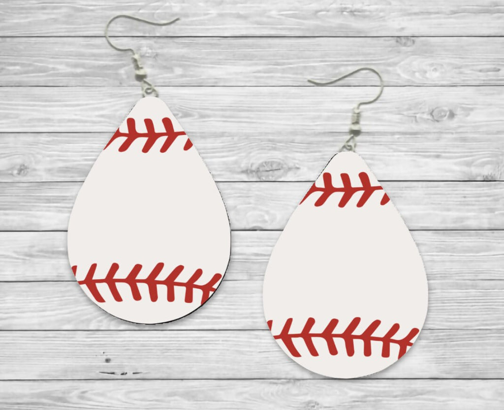Baseball Teardrop Earrings / Teardrop Dangle Earrings / Handmade Jewelry
