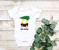 Kiddie Car with a Tree Merry Christmas... Christmas Baby Bodysuit/ Onesie/ Tshirt