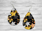 New Years Eve / Stars / Gold Silver Copper Black Teardrop Earrings /Teardrop Dangle Earrings / Handmade Jewelry