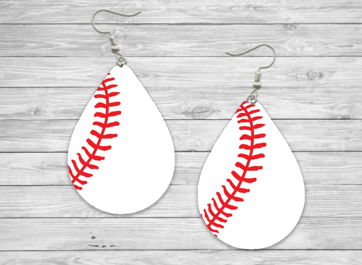 Baseball Teardrop Earrings / Teardrop Dangle Earrings / Handmade Jewelry