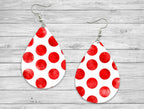 Red and White polka dots Teardrop Earrings / Teardrop Dangle Earrings / Jewelry