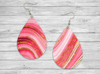 pink and gold agate Teardrop Earrings / Teardrop Dangle Earrings /Jewelry