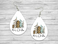 Sketched Christmas trees Teardrop Earrings / Teardrop Dangle Earrings / Jewelry