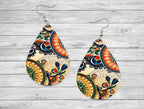Colorful Paisley Teardrop Earrings / Teardrop Dangle Earrings/ Jewelry