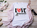 Love Teacher Life Valentine's Day T-Shirt | Bleached Heather Red