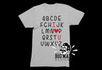 ABCD I Love You V-Day Tee – Quirky Valentines Shirt | Love Letter Tee - DTF Printed Cotton.  Say it with a twist this Valentine’s Day! This V-Day Tee delivers a quirky take on romance with playful typography & a modern design that reads like the alphabet. Printed using advanced DTF technology, this tee is available in two premium fabric options: a classic 100% cotton version and a standout heather red variant made from a 65/35 polyester/cotton blend with a bleached center to make the design pop.