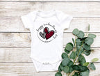 Happy Valentines Day Baby Onesie | Buffalo Plaid Hearts