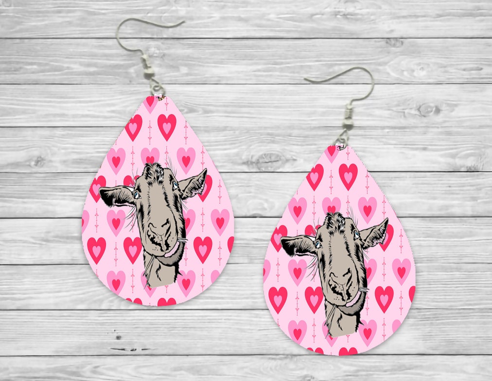 Pink Goat Valentine's Day | LOVE Teardrop Earrings | Teardrop Dangle Earrings | Handmade | Jewelry