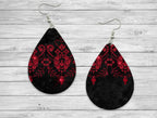 Red and Black vampy Teardrop Earrings / Teardrop Dangle Earrings / Jewelry