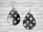 Vintage silver / grey with polka dots Teardrop Earrings / Teardrop Dangle Earrings / Jewelry