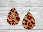 Red and gold leopard earrings / animal print Teardrop Earrings / Teardrop Dangle Earrings