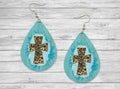 Faith Turquoise cross Teardrop Earrings / Teardrop Dangle Earrings / Jewelry