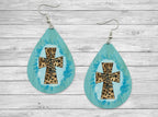 Faith Turquoise cross Teardrop Earrings / Teardrop Dangle Earrings / Jewelry