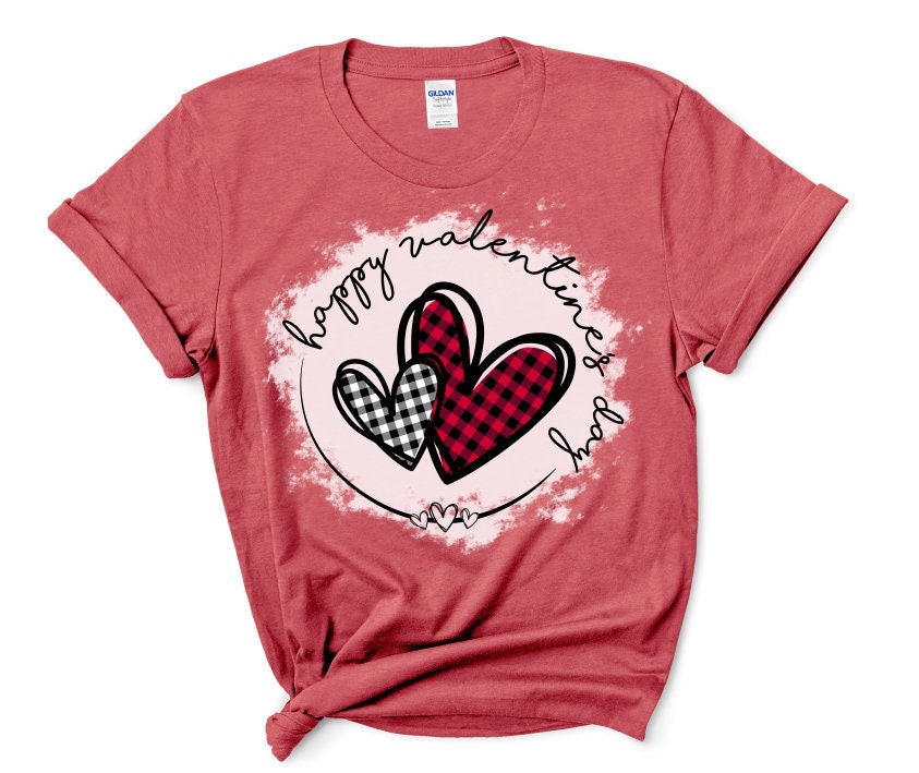 Happy Valentines Day T-Shirt | Heather Red Bleached Gildan Softstyle