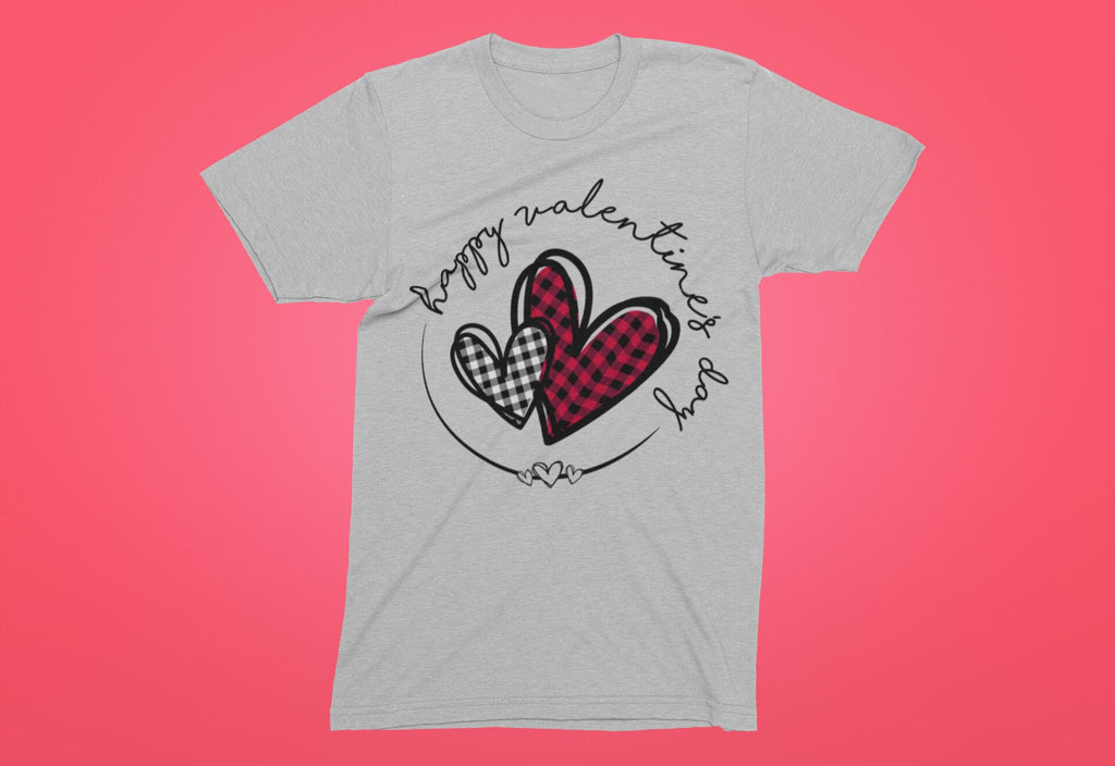 Happy Valentines Day T-Shirt | Heather Red Bleached Gildan Softstyle