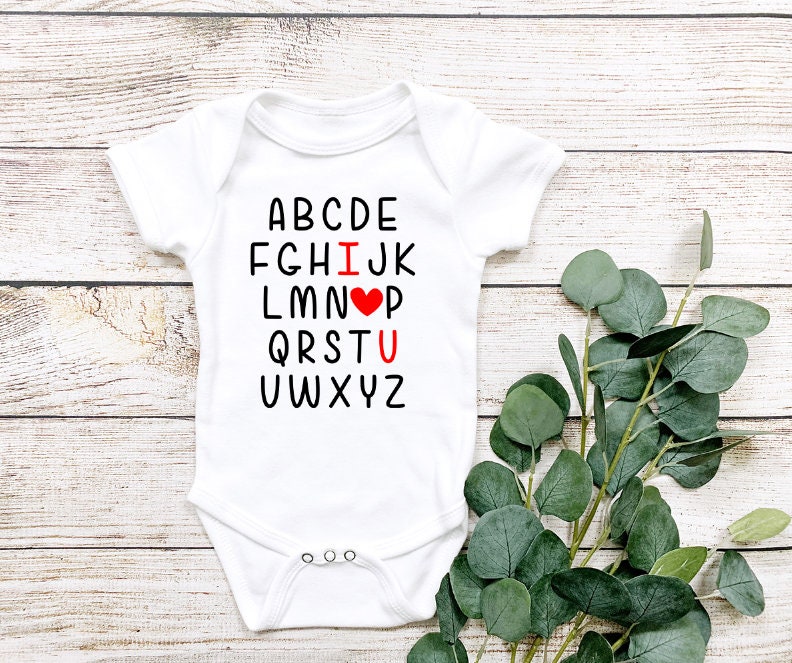 ABCD I Love You Valentine's Day Baby Onesie