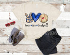 Peace Love Baseball T-Shirt | Baseball Mom Soft Tee