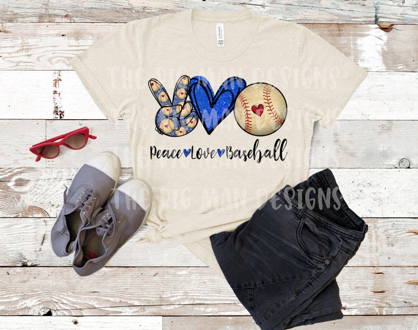 Peace Love Baseball T-Shirt | Baseball Mom Soft Tee