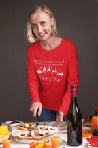 Merry Christmas Santa Sleigh Long Sleeve Cotton Shirt