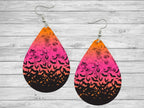 Halloween Colorful Bats Teardrop Earrings / Teardrop Dangle Earrings / Jewelry