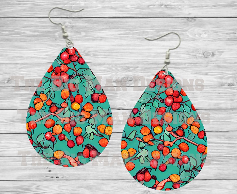 Fall Berries Teardrop Earrings / Teardrop Dangle Earrings / Jewelry
