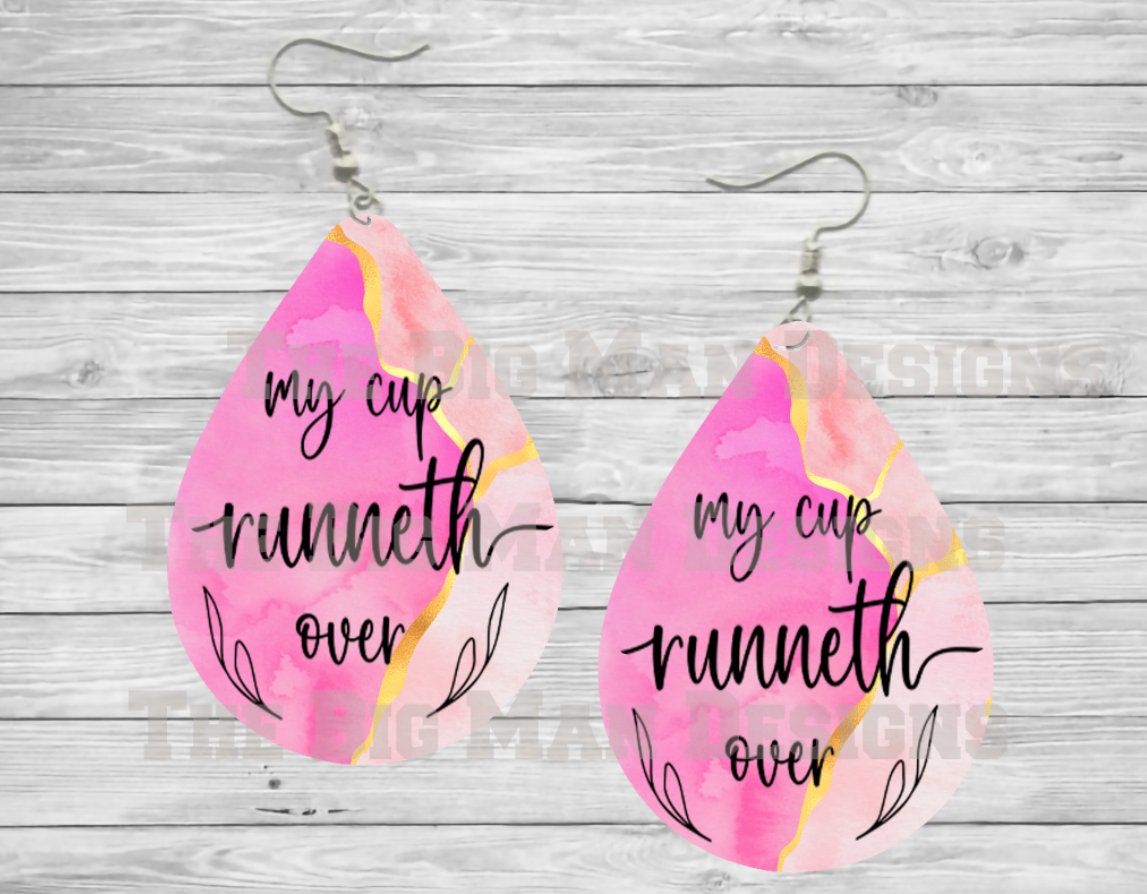Pink Agate My Cup Runneth Over Teardrop Earrings / Teardrop Dangle Earrings / Handmade Jewelry