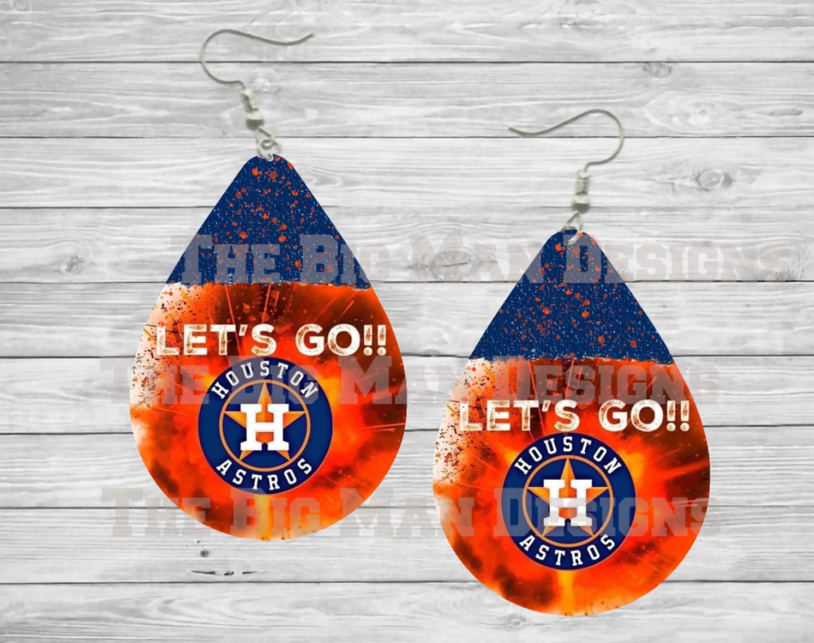 Let's Go Astros Teardrop Earrings / Teardrop Dangle Earrings / Jewelry