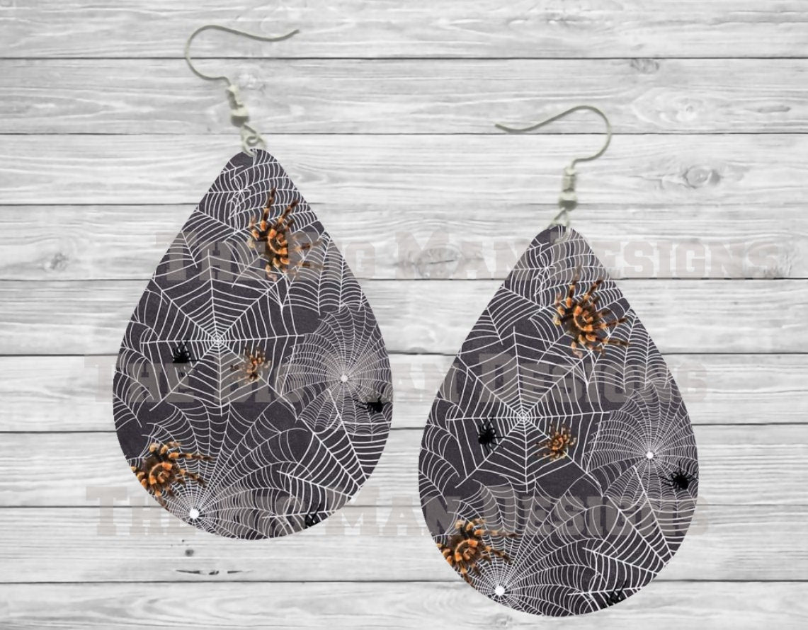Halloween Spider Web Teardrop Earrings / Teardrop Dangle Earrings / Jewelry