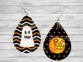 Halloween Ghosts and Pumpkin Teardrop Earrings / Teardrop Dangle Earrings / Jewelry