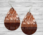 Faux Leather and Cowhide Teardrop Earrings / Teardrop Dangle Earrings / Jewelry