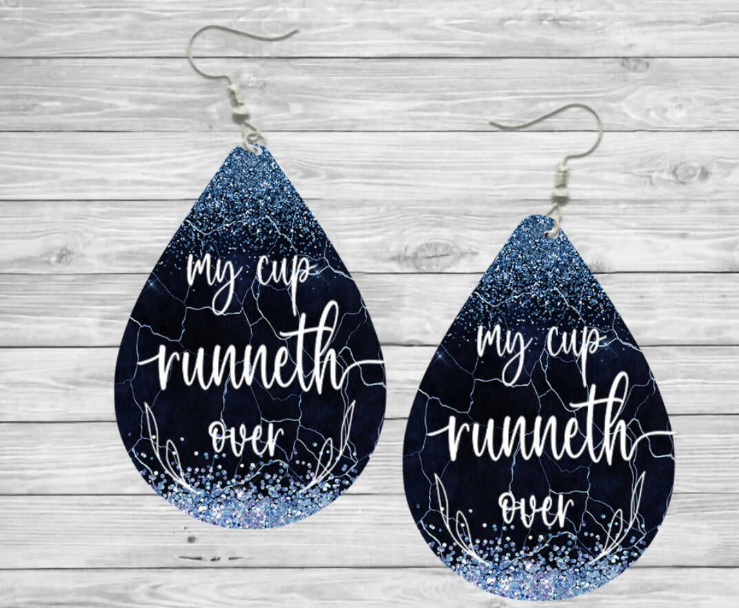 Navy My Cup Runneth Over Teardrop Earrings / Teardrop Dangle Earrings / Handmade Jewelry