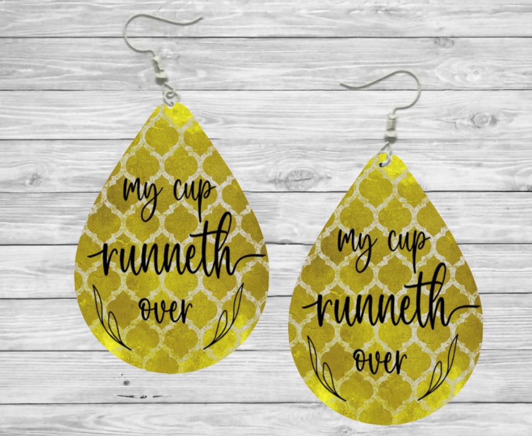 Gold My Cup Runneth Over Teardrop Earrings / Teardrop Dangle Earrings / Handmade Jewelry