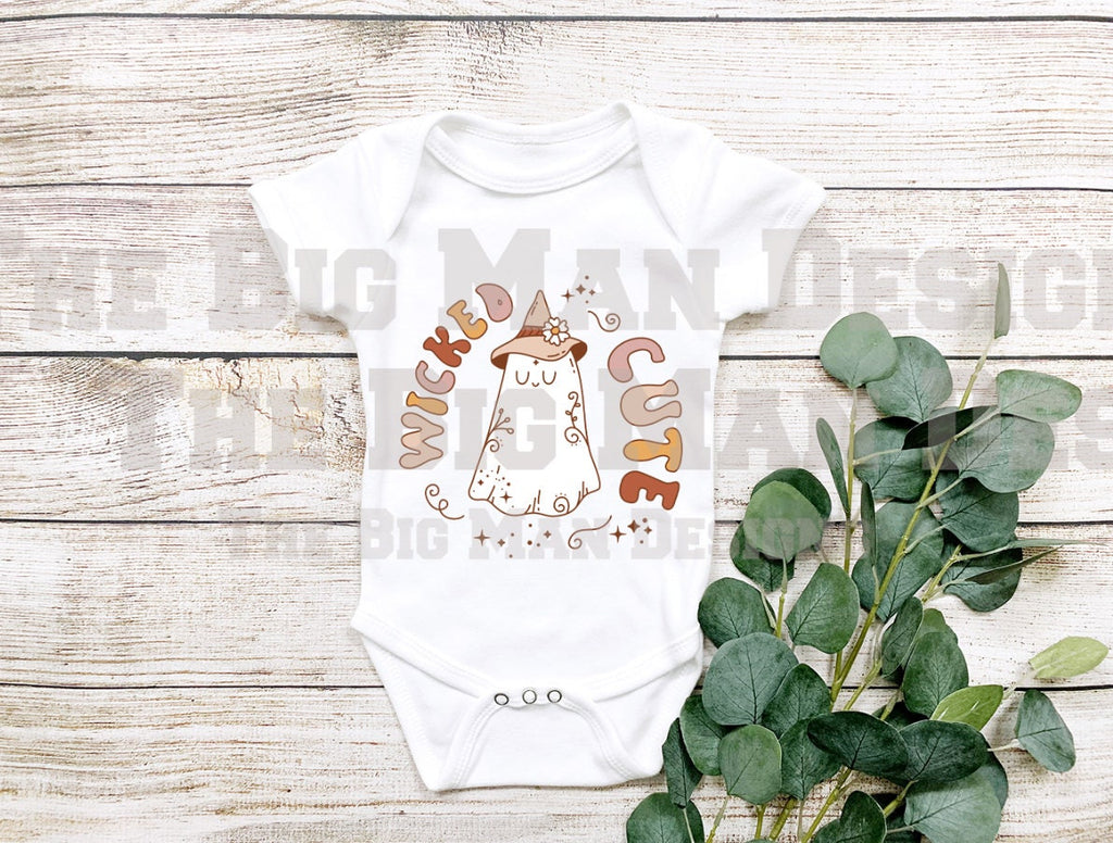 Wicked Cute Ghost Baby Bodysuit, Retro Halloween Onesie