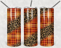 Personalized Autumn Tumbler | Leopard Print Plaid, 20oz 30oz
