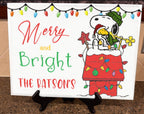 Christmas Snoopy Personalized Cookie Tray | Santa Cookie Plate | Glass Cutting Board | Cutting Boards | Cutting Board Personalized