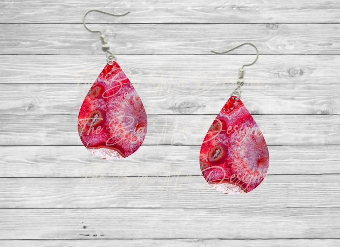 Red Agate colorful Teardrop Earrings / Teardrop Dangle Earrings / Jewelry