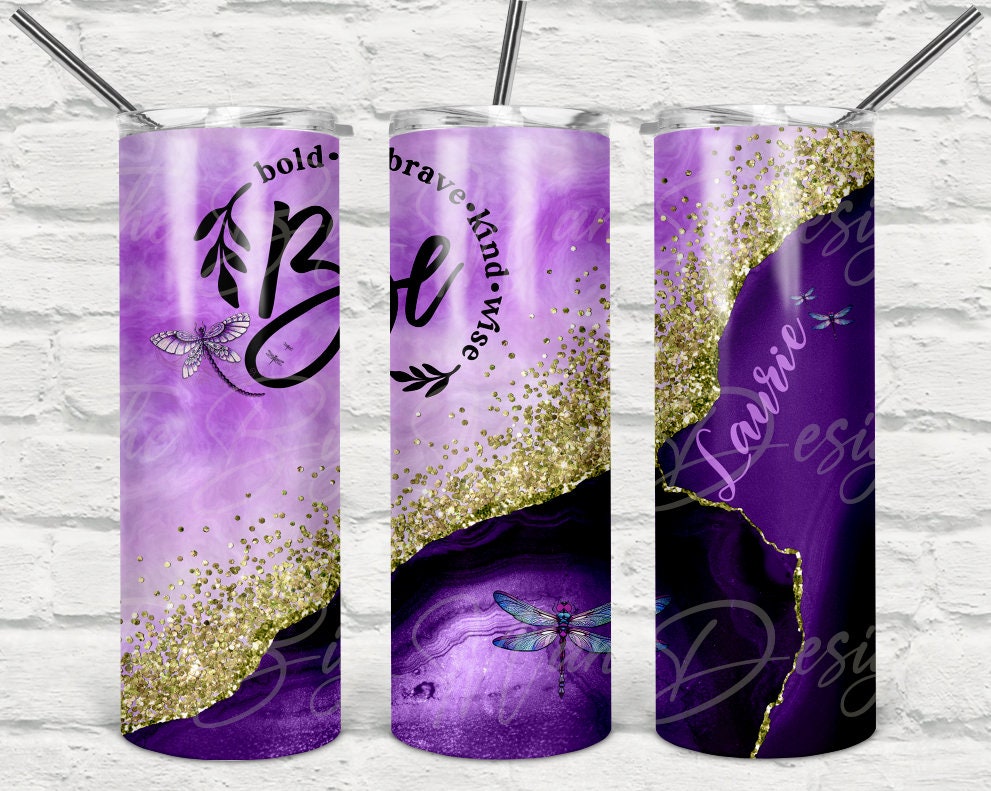 Personalized Purple Agate Dragonfly 20oz Tumbler