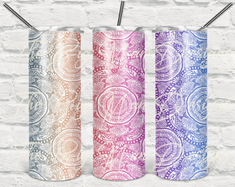 Cuss Word Mandala Tumbler | Personalized 20oz Skinny Stainless Steel Cup
