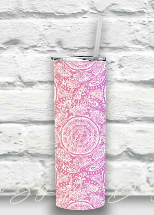 Cuss Word Mandala Tumbler | Personalized 20oz Skinny Stainless Steel Cup